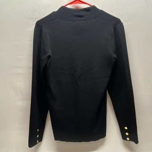 Dana Buchman Signature Women's Sweater Medium Black Ribbed Knit V-Neck Top NWT - Picture 2 of 11